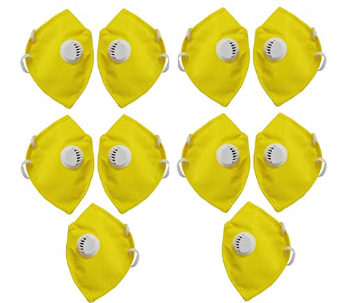Fancy Walas D-16 Anti Air Filter Mouth Nose Cover Yellow Face Mask for Men & Women Pack of 10