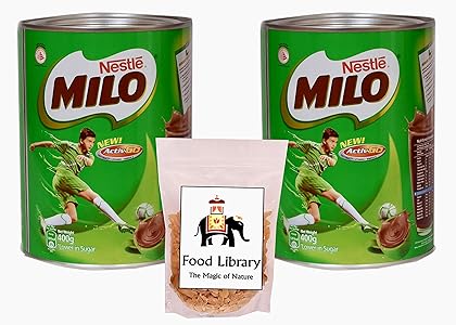 FOOD LIBRARY THE MAGIC OF NATURE Nestle Milo Active Go Tin, 400g - Pack of 2 with Food Library Golden Raisins, 100g