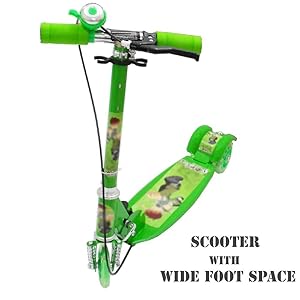 FREEDOMFIGHTERS 3 wheeler scooter for kids with wide Foot Space to ride ons with brake & bell + LED lights