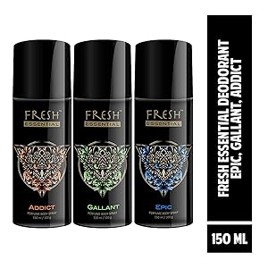 Fresh Essential Deodorant - Addict, 150 ml (Pack of 2)