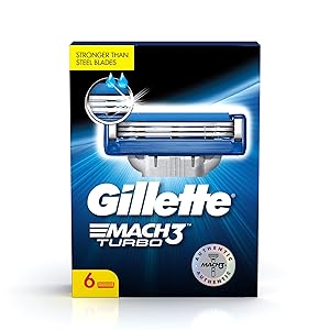 Gillette Mach Turbo 3 Shaving Blades- Pack of 6 (Cartridges)