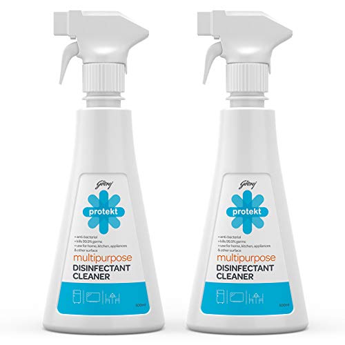 Godrej Protekt Multi-purpose Disinfectant Spray Cleaner (No Gas) – Kills 99.9% Germs, Anti-bacterial, for Home and Kitchen - Pack of 2 (500ml each)