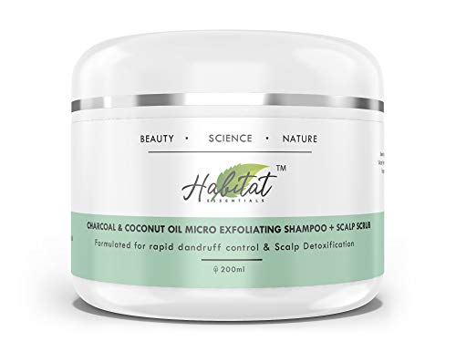 Habitat Essentials Micro-Exfoliating Shampoo & scalp scrub with Charcoal & Coconut oil - For dandruff - Fights and prevents a flaky, dry, itchy scalp, men & women 200ml