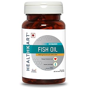 Healthkart Fish Oil (1000 Omega 3 , With 180 Mg Epa & 120 Mg Dha) 60 Softgels