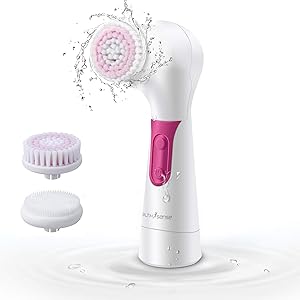 HealthSense Pure-Skin FB 09 Facial Cleansing Brush with 2 Brush Heads, Waterproof IPX7