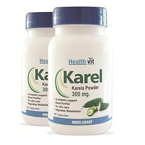 Healthvit Karel Karela Powder 300 mg - 60 Capsules (Pack of 2)