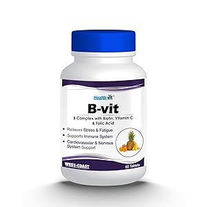 Healthvit Nutrition Natural B-Vit Vitamin B complex with Biotin, Vitamin C and Folic Acid - 60 Tablets