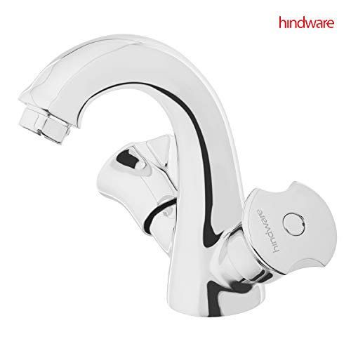 Hindware Lyra F920034CP 2-in-1 Brass Center Hole Basin Mixer for Bathroom (Chrome Finish)