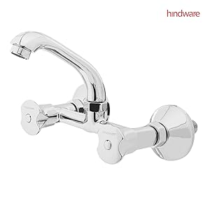 Hindware Lyra F920038CP 2-in-1 Brass Sink Mixer for Kitchen with Regular Spout (Chrome Finish)