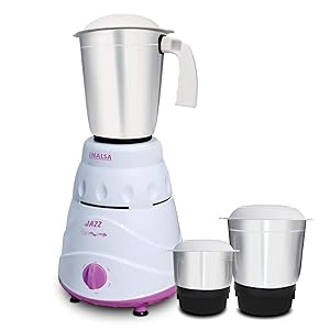 Inalsa Jazz 550-Watt Mixer Grinder with 3 Jars (Purple/White) Rs.1395 - Amazon