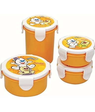 InddusHome™ Microwave Safe Lunch Box 4Pcs - Hyper Locked Sports Set 66