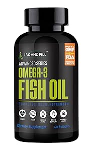 JAKANDPILL LIFE SCIENCES Omega 3 Fish Oil Advanced Series 1000mg Double Strength - 60 Softgels (Pack of 5)