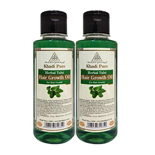 Khadi Pure Herbal Tulsi Hair Growth Oil, 210 ml (Pack of 2)