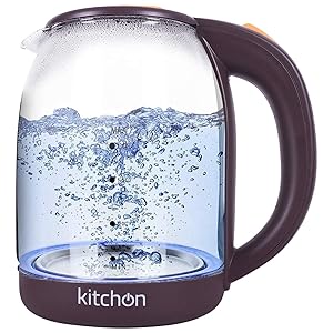 Kitchon KIKGL 1.8L 1500W Cordless Automatic Electric Glass Kettle with Stainless Steel Lid Rs.804 - Amazon
