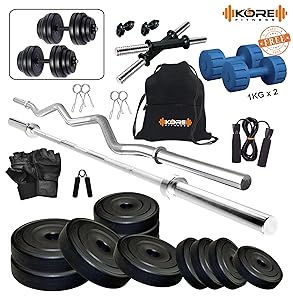 Kore 20 Kg (PVC/Rubber) Combo 2 Home Gym Kit