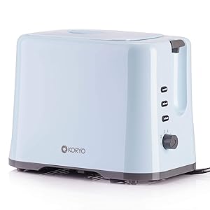 Koryo Pop-up Toaster 1150 Watt KPT927 with Removable Crumb Tray and Lid Cover (Blue)