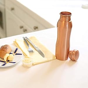Kurtzy Copper Water Bottle Hot Cold Leak Proof Lacquer Ayurvedic Rs.509