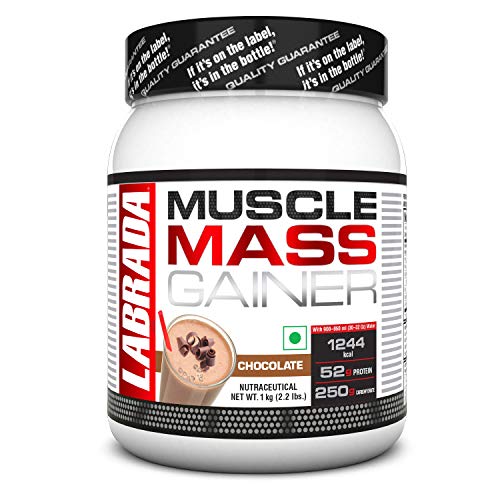 Labrada Muscle Mass Gainer (Gain Weight, Post-Workout, 52g Protein, 250g Carbs,1g Creatine, 500mg L-Carnitine, 3 Servings) - 2.2 lbs (1 kg) (Chocolate)