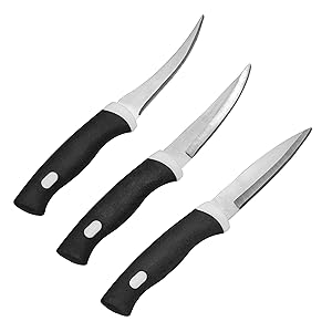 La Forte Stainless Steel Kitchen Knife Set with Soft Grip, 3-Pieces (Black) Rs.175 - Amazon