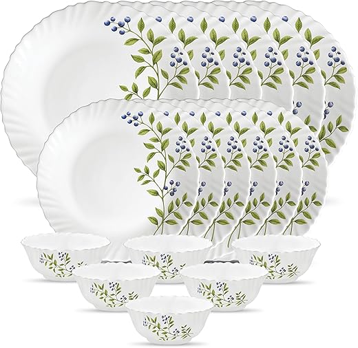 La Opala Novo Collection Opal Glass Crockery | for Family of 6 | Dinner Set 18 pcs