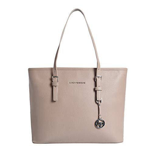 Lino Perros Women's Artificial Leather Hand bag Beige Coloured