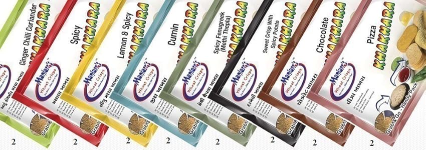 maniarrs Khakhra Combo (8 Flavors In 16 Packs) 720 Grams Rs.190 - Amazon
