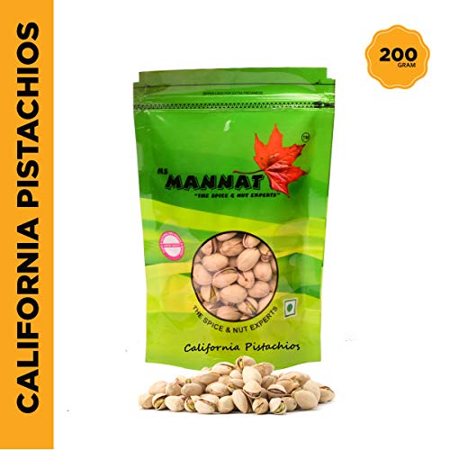 Mannat Premium Roasted and Salted California Pistachios, Pouch, 200 g