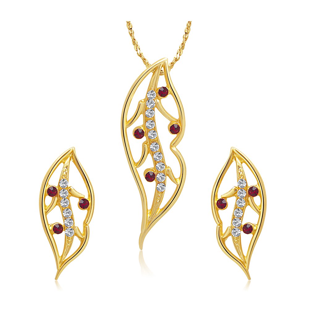 Mithya Gold Plated Jewellery Set for Women (PAA0290_Red) Rs.144