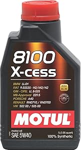 Motul 8100 X-Cess 5W-40 API SN/CF Fully Synthetic Gasoline and Diesel Engine Oil (1 L)