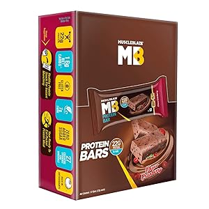 MuscleBlaze Protein Bar, Chocolate Delight, 22g Protein (Pack of 6)
