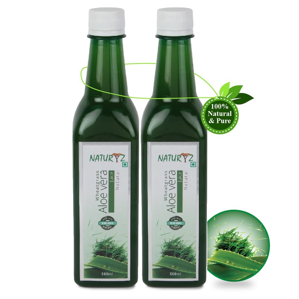 Naturyz Combo Of 100% Natural & Pure Aloe Vera Juice With Wheatgrass - 2 X 500Ml Pack of 2 Rs.359
