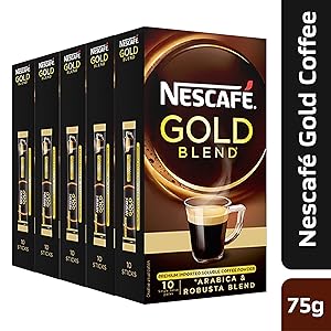 Nescafe Gold Blend, Premium Imported Coffee Powder, 15g (Pack of 5) Rs.375 - Amazon