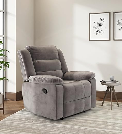 Nilkamal Sierra Velvet Fabric Manual Recliner | 1 Seater Sofa 