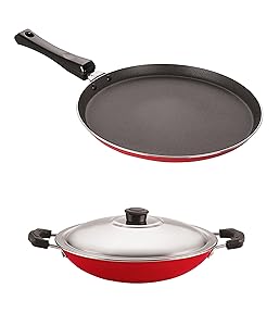 Nirlon Non-Stick Aluminium Cookware Set, 2-Pieces, Red (2.6mm_FT11_AC) Rs.325 - Amazon