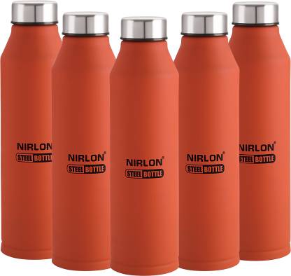 NIRLON Stainless Steel Freezer Water Bottle, Set Of 5, Orange, 1000Ml 1000 Bottle  (Pack of 5, Orange, Steel)
