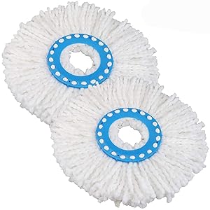 NOHUNT Mop Refills Only for Floor Cleaning, Mop Accessories, Cotton Mop Refill, Spin Mop Replacement Heads Microfiber Mop Refills Round Mop (2)