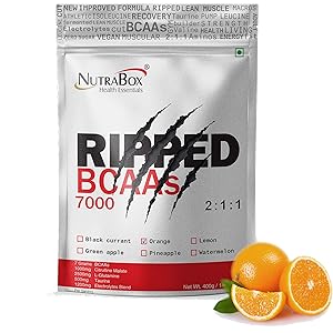 Nutrabox RIPPED Pure Fermented BCAA Body Building Supplement 66 Scoops, 400 G Pack