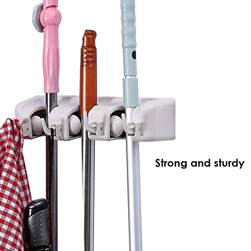Ontime Multipurpose Wall Mounted Mop and Broom Holder (Silver)