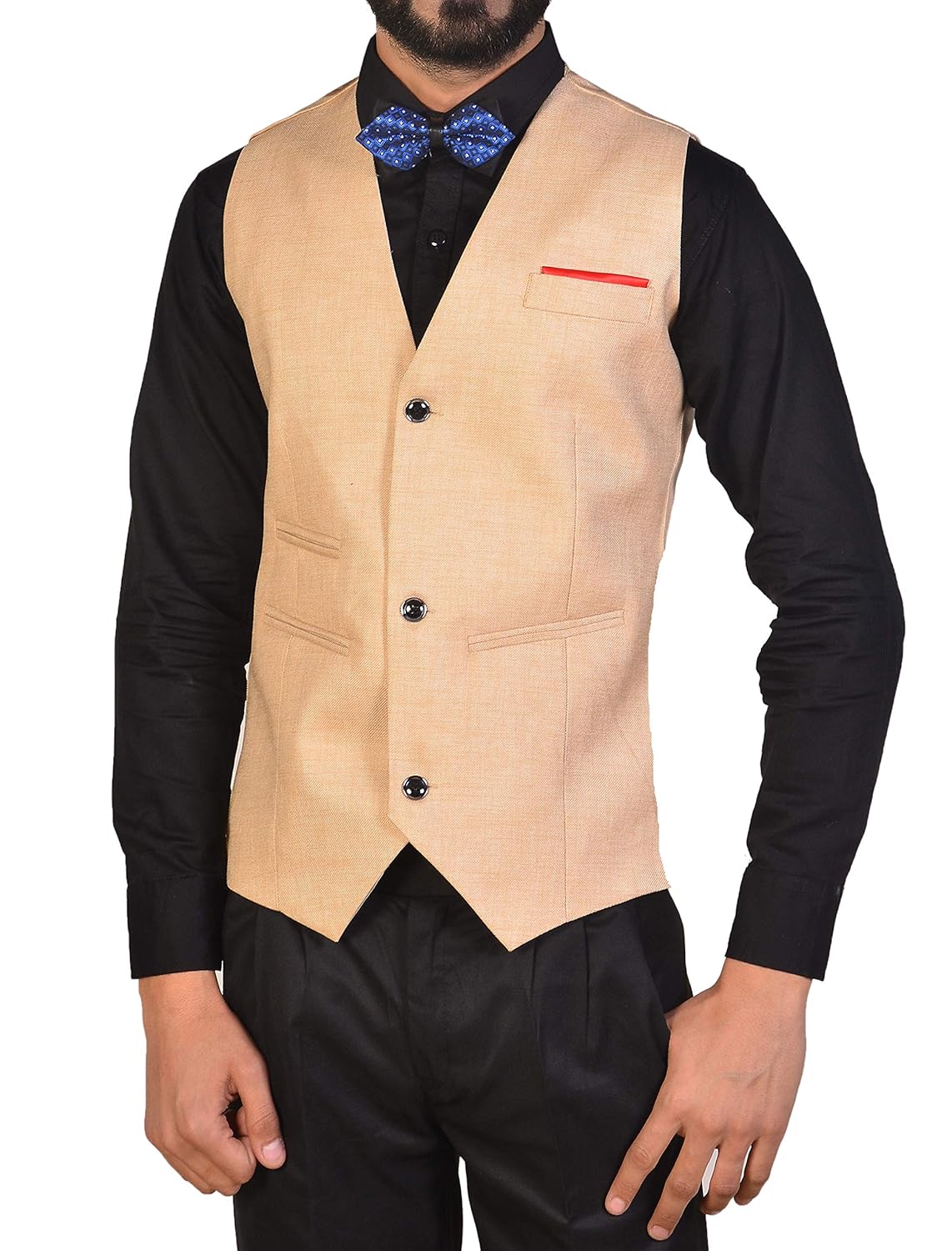 OORA Men's Poly Viscose V-Shape Tuxedo Style Waistcoat