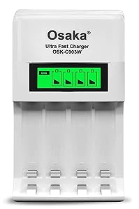 Osaka Ultra Fast Charger OSK-C903W LCD Charger for AA and AAA Ni-mh Rechargeable Batteries (White)