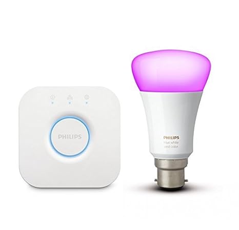 Philips Hue Mini Starter with 10W B22 Bulb  (White & Color), Compatible with Amazon Alexa, Apple HomeKit, and the Google Assistant
