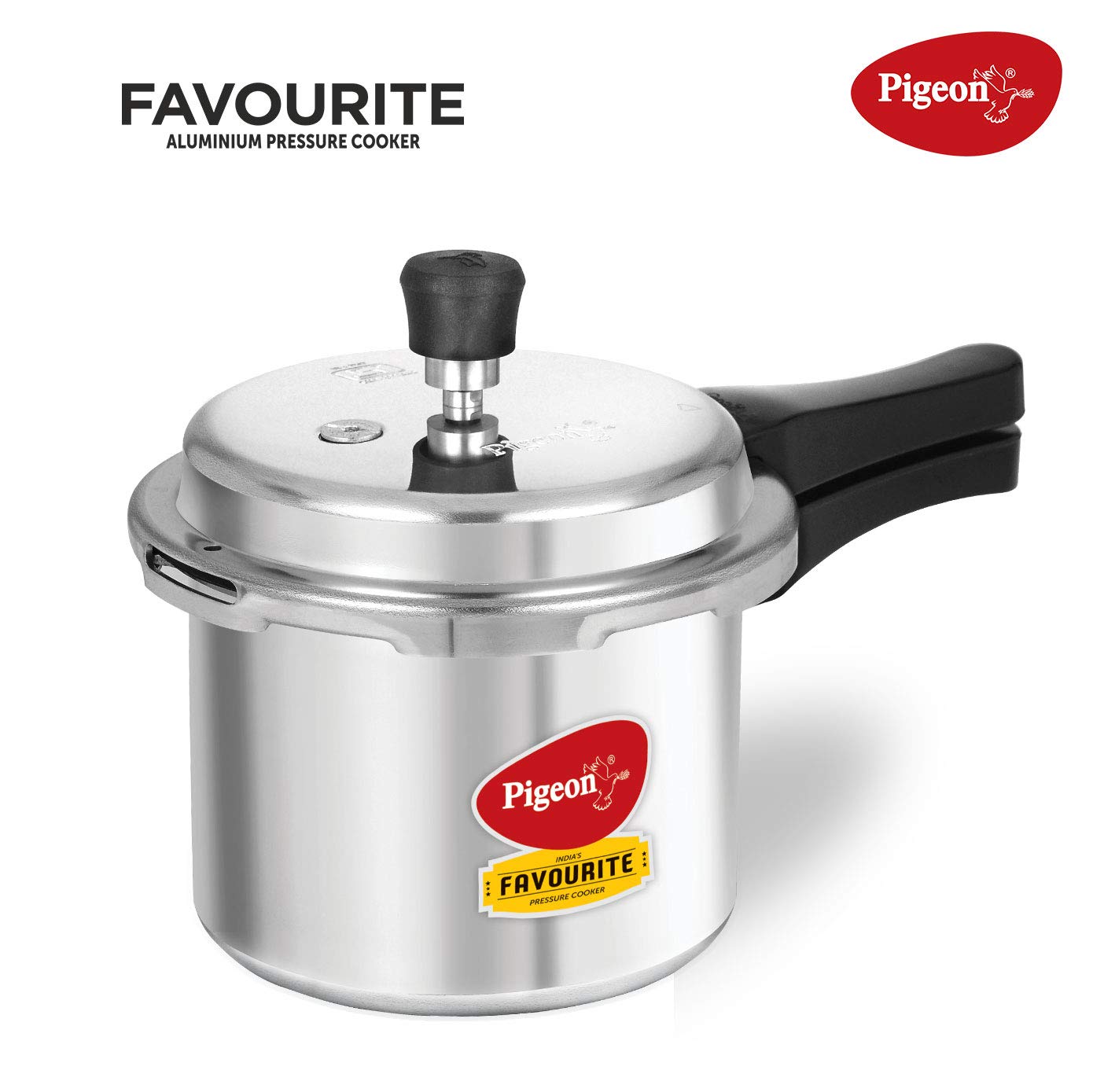 Pigeon By Stovekraft Favourite Induction Base Aluminium Pressure Cooker with Outer Lid, 3 Litres