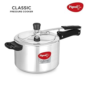 Pigeon Classic Aluminium Pressure Cooker with Inner Lid, 5 Litres at Rs.849 - Amazon