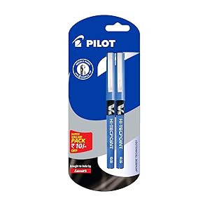 Pilot V5 Liquid Ink Roller Ball Pen - Pack of 2, Blue Rs.85 - Amazon