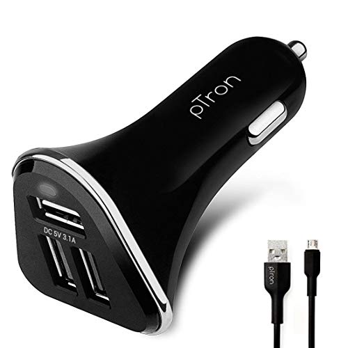 PTron Bullet 3.1A Fast Charging Car Charger, 3 USB Port, Fire Resistant