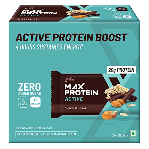 RiteBite Max protein Bar 67g – (ChocoSlim, Pack of 6) Rs.534 - Amazon