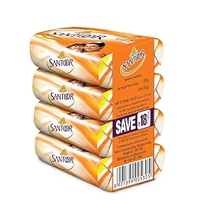 Santoor Sandal and Turmeric Soap Super Saver Pack, 100g (Pack of 4)