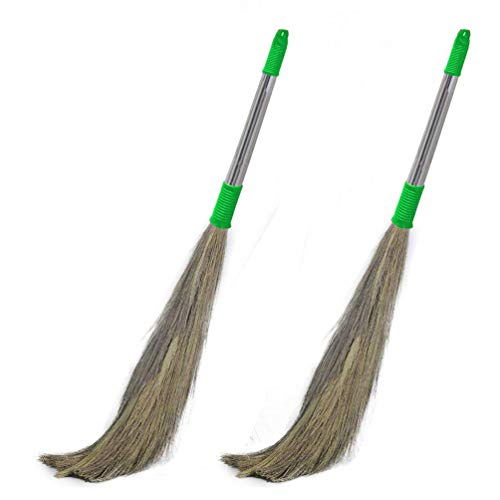 Signamio Stainless Steel Stella Eco Friendly Soft Grass Floor Broom Stick (Multicolour) -2 Pcs