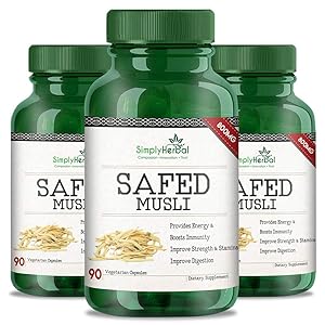 Simply Herbal Extremely potent 800 Mg Safed Musli Extract Veg Capsules - 90 Count (Pack of 3)