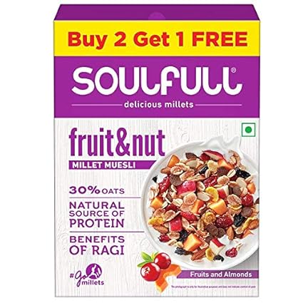 Soulfull Millet Muesli- Fruit & Nut with Almonds & Real Fruits, 1.2kg